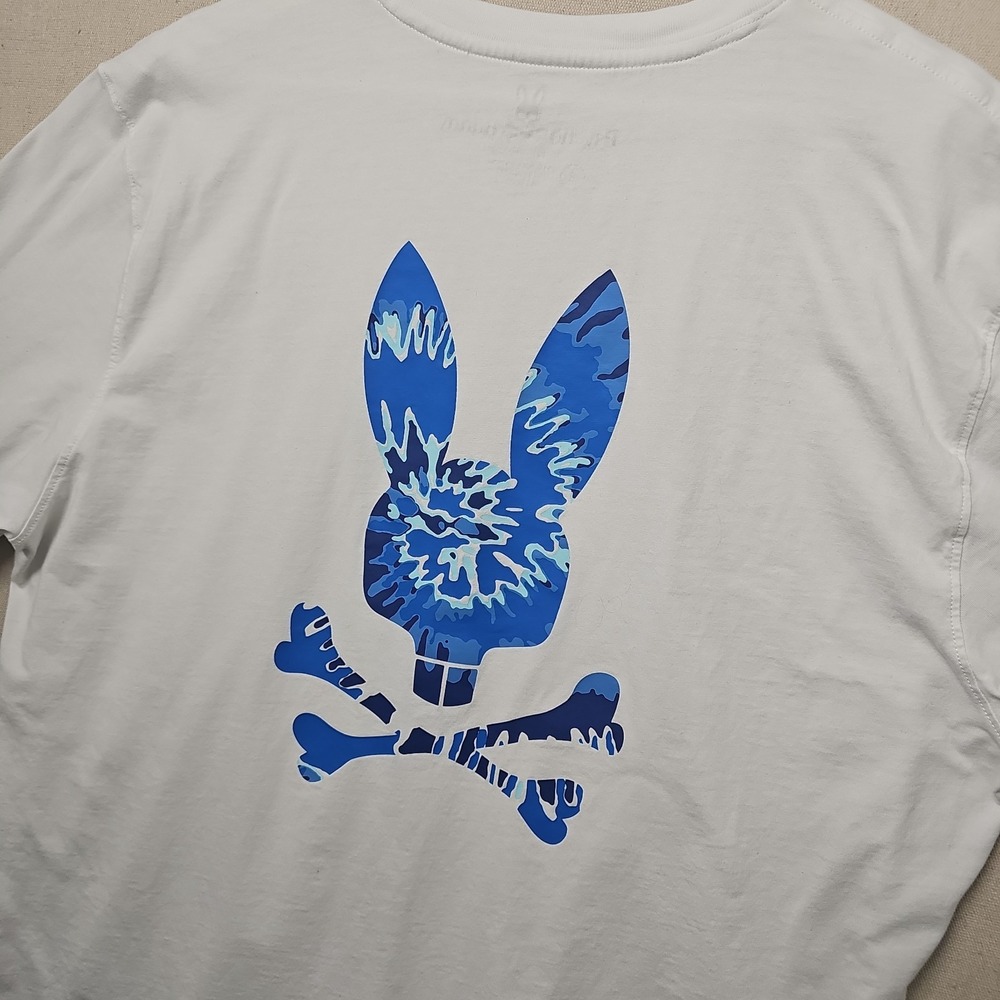 Psycho Bunny Mens Large White Long Sleeve Crew Neck Pima Cotton T Shirt READ DES